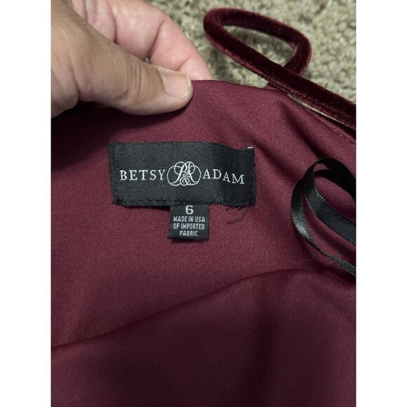 BETSY ADAM Purple Maroon Velvet Evening Gown Dress Slit Pageant Prom Wedding Sz6 - Picture 4 of 10